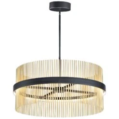 ET2 Chimes 33 3/4" Wide Black Satin Brass LED Pendant Light