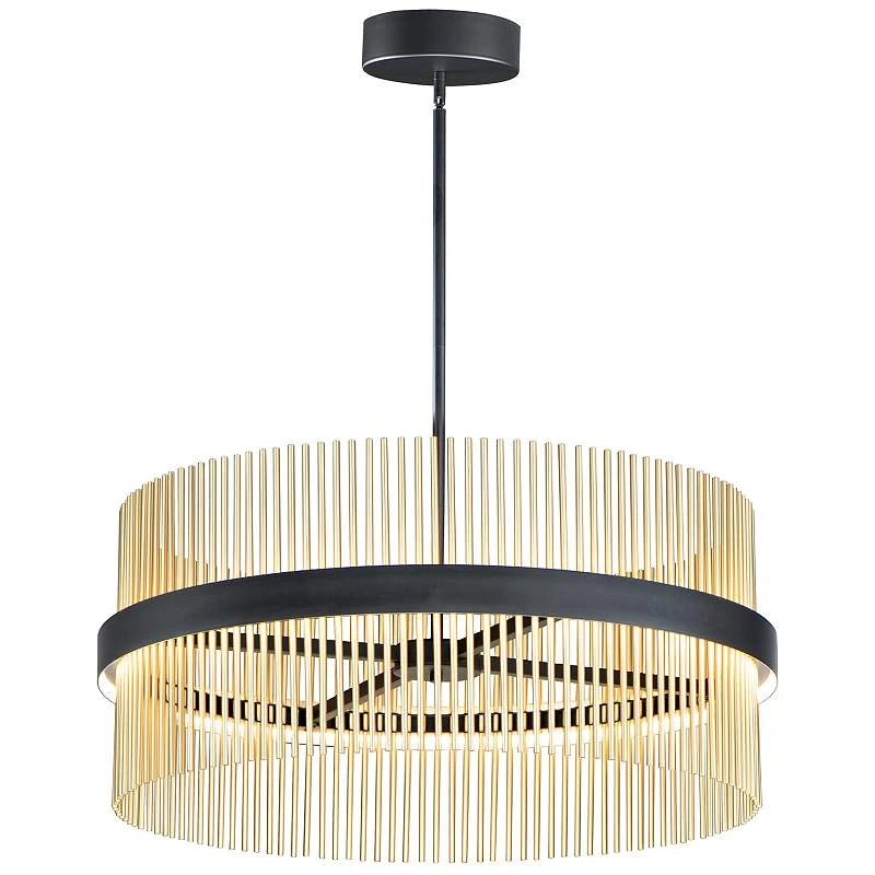 ET2 Chimes 33 3/4" Wide Black Satin Brass LED Pendant Light 1 ET2 Chimes 33 3/4" Wide Black Satin Brass LED Pendant Light
