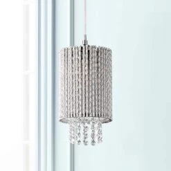 ET2 Spiral Collection 6" Wide Modern Chrome And Crystal Mini Pendant