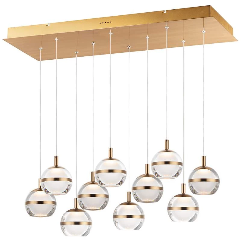 ET2 Swank 31 1/4"W Aged Brass 10-Light LED Island Pendant 1 ET2 Swank 31 1/4"W Aged Brass 10-Light LED Island Pendant