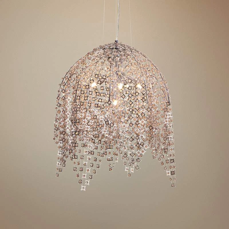 Eurofase Danza 20"W Chrome And Cognac Crystal Pendant Light 1 Eurofase Danza 20"W Chrome And Cognac Crystal Pendant Light