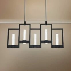 Eurofase Hanson 39"W Black LED Kitchen Island Light Pendant