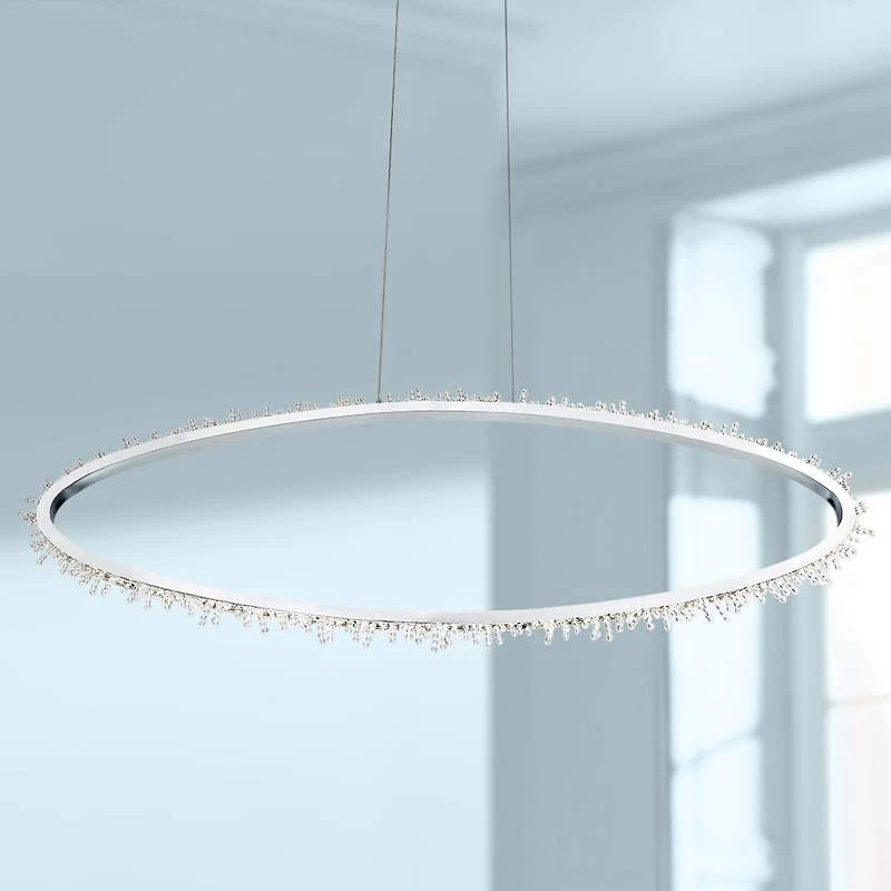 Eurofase Scoppia 52 1/4"W Chrome LED Oval Ring Pendant Light 1 Eurofase Scoppia 52 1/4"W Chrome LED Oval Ring Pendant Light
