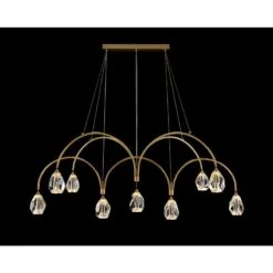 Faceted Cut Crystal 62" Wide Brass 9-Light LED Chandelier