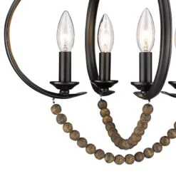 Golden Lighting Flori 17" Wide Matte Black Wood Beads 4-Light Pendant 7 Golden Lighting Flori 17" Wide Matte Black Wood Beads 4-Light Pendant -Modern Lamp Shop flori 17 inch wide matte black wood beads 4 light pendant 050c2views1
