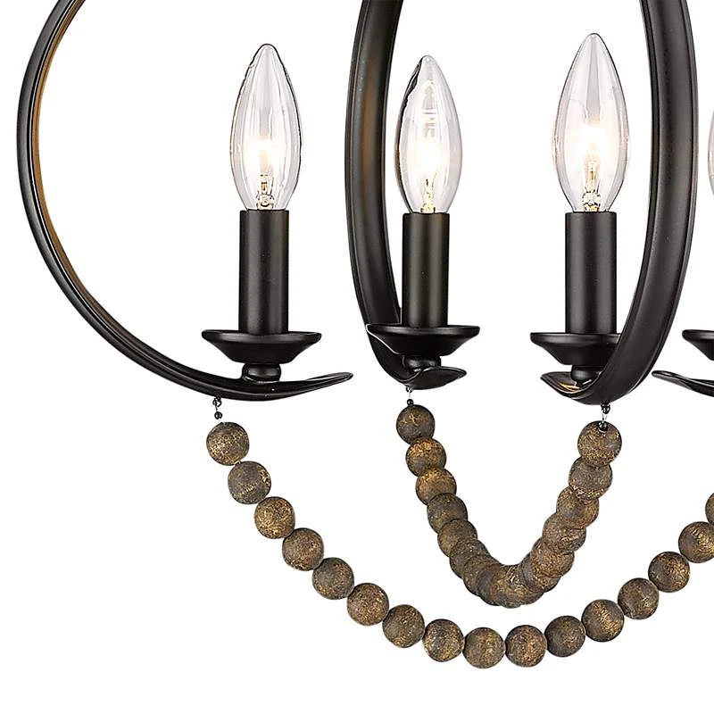 Golden Lighting Flori 17" Wide Matte Black Wood Beads 4-Light Pendant 3 Golden Lighting Flori 17" Wide Matte Black Wood Beads 4-Light Pendant - Image 3