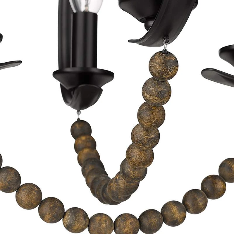 Golden Lighting Flori 17" Wide Matte Black Wood Beads 4-Light Pendant 4 Golden Lighting Flori 17" Wide Matte Black Wood Beads 4-Light Pendant - Image 4