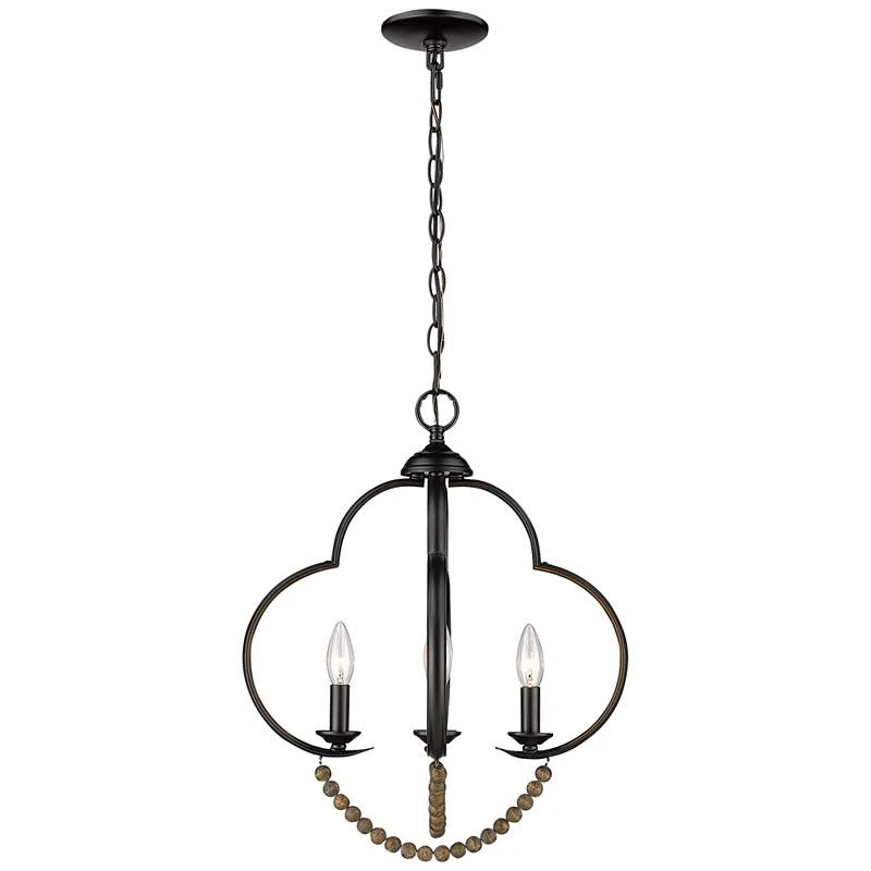 Golden Lighting Flori 17" Wide Matte Black Wood Beads 4-Light Pendant 5 Golden Lighting Flori 17" Wide Matte Black Wood Beads 4-Light Pendant - Image 5