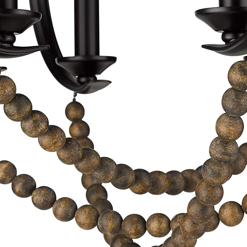 Golden Lighting Flori 24 1/4" Wide Matte Black Wood Beads 6-Light Pendant 4 Golden Lighting Flori 24 1/4" Wide Matte Black Wood Beads 6-Light Pendant - Image 4