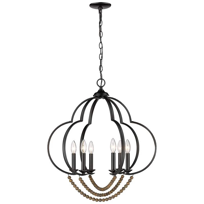 Golden Lighting Flori 24 1/4" Wide Matte Black Wood Beads 6-Light Pendant 5 Golden Lighting Flori 24 1/4" Wide Matte Black Wood Beads 6-Light Pendant - Image 5