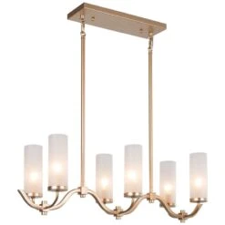 Gollin 30" Wide Gold Metal 6-Light Island Chandelier