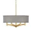 Gray Faux Silk Ava 6-Light Gold Pendant Chandelier