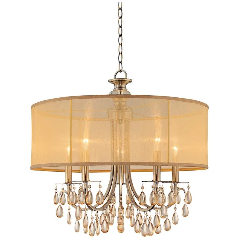 Hampton Collection Antique Brass 24" Wide Chandelier 3 Hampton Collection Antique Brass 24" Wide Chandelier - Image 3