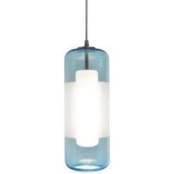 AFX Hermosa 6" Wide Nickel Aqua Glass LED Mini Pendant Light