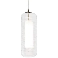 AFX Hermosa 6"W Nickel Clear Swirl Glass LED Mini Pendant Light