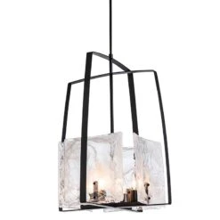 Hubbardton Forge Arc 18.7" Wide Black Pendant With White Swirl Glass