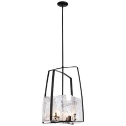 Hubbardton Forge Arc 18.7" Wide Black Pendant With White Swirl Glass -Modern Lamp Shop hubbardton forge arc 18 7 inch wide black pendant with white swirl glass 378v2views3