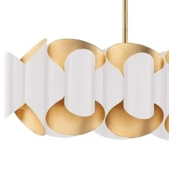 Hudson Valley Banks 46"W Gold Leaf And White Island Pendant 6 Hudson Valley Banks 46"W Gold Leaf And White Island Pendant -Modern Lamp Shop hudson valley banks 46 inchw gold leaf and white island pendant 361e0views1