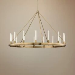 Hudson Valley Chambers 58" Wide Aged Brass Round Ring Chandelier