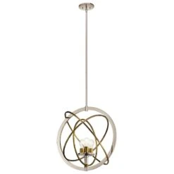 Ibis 22 1/2" Wide Polished Nickel And Brass 3-Light Pendant -Modern Lamp Shop ibis 22 and one half inch wide polished nickel and brass 3 light pendant 64h41views1