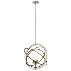 Ibis 22 1/2" Wide Polished Nickel And Brass 3-Light Pendant -Modern Lamp Shop ibis 22 and one half inch wide polished nickel and brass 3 light pendant 64h41views2