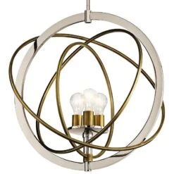 Ibis 22 1/2" Wide Polished Nickel And Brass 3-Light Pendant -Modern Lamp Shop ibis 22 and one half inch wide polished nickel and brass 3 light pendant 64h41views4