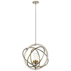 Ibis 22 1/2" Wide Polished Nickel And Brass 3-Light Pendant -Modern Lamp Shop ibis 22 and one half inch wide polished nickel and brass 3 light pendant 64h41views5