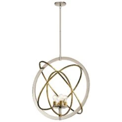 Ibis 30" Wide Polished Nickel And Brass 4-Light Pendant -Modern Lamp Shop ibis 30 inch wide polished nickel and brass 4 light pendant 64h44views1