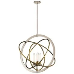 Ibis 30" Wide Polished Nickel And Brass 4-Light Pendant -Modern Lamp Shop ibis 30 inch wide polished nickel and brass 4 light pendant 64h44views4