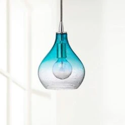 Jamie Young Gradient Aqua Glass 7" Wide Mini Pendant