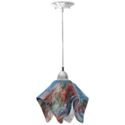 Jezebel Flame 11 Wide Daylily And Nickel Mini Pendant