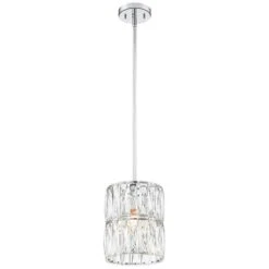 Juliette 7 3/4" Wide Chrome And K9 Crystal Mini Pendant -Modern Lamp Shop juliette 7 and three quarter inch wide chrome and k9 crystal mini pendant 53x06views3