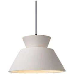 Justice Design Radiance 11" Bisque Ceramic Trapezoid Pendant Light
