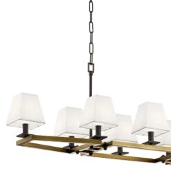 Kichler Dancar 48" Wide Natural Brass Kitchen Island Light Chandelier 6 Kichler Dancar 48" Wide Natural Brass Kitchen Island Light Chandelier -Modern Lamp Shop kichler dancar 48 inch wide natural brass kitchen island light chandelier 75c73views1
