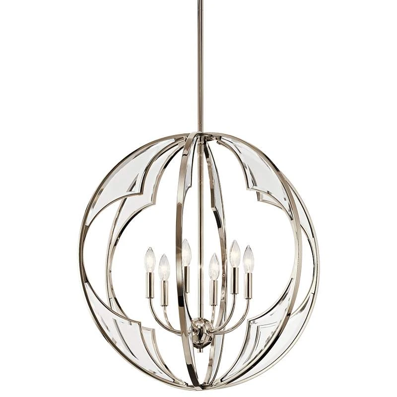 Kichler Montavello 26"W Polished Nickel 6-Light Chandelier 2 Kichler Montavello 26"W Polished Nickel 6-Light Chandelier - Image 2
