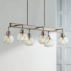 Kichler Niles 32 1/4" Wide Pewter 6-Light Linear Chandelier