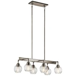 Kichler Niles 32 1/4" Wide Pewter 6-Light Linear Chandelier -Modern Lamp Shop kichler niles 32 and one quarter inch wide pewter 6 light linear chandelier 16w24views1