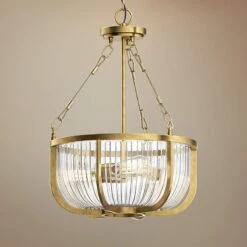 Kichler Roux 16" Wide Natural Brass 3-Light Bowl Pendant