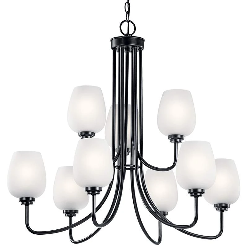 Kichler Valserrano 31 3/4" Wide Black 9-Light Chandelier 3 Kichler Valserrano 31 3/4" Wide Black 9-Light Chandelier - Image 3
