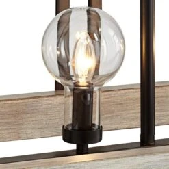 Laya 38 3/4"W Bronze W/ Wood Kitchen Island Light Chandelier -Modern Lamp Shop laya 38 and three quarter inchw bronze w wood kitchen island light chandelier 71d72views1