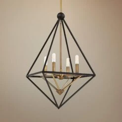 Louvre 22 1/2" Wide Bronze And Brass 4-Light Foyer Pendant