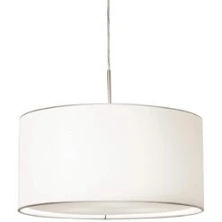 AFX Mae 20" Wide Satin Nickel And White Drum Pendant Light