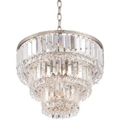 Magnificence Satin Nickel 14 1/4" Wide Crystal Chandelier -Modern Lamp Shop magnificence satin nickel 14 and one quarter inch wide crystal chandelier 6d503views2
