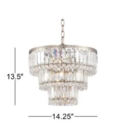 Magnificence Satin Nickel 14 1/4" Wide Crystal Chandelier -Modern Lamp Shop magnificence satin nickel 14 and one quarter inch wide crystal chandelier 6d503views3