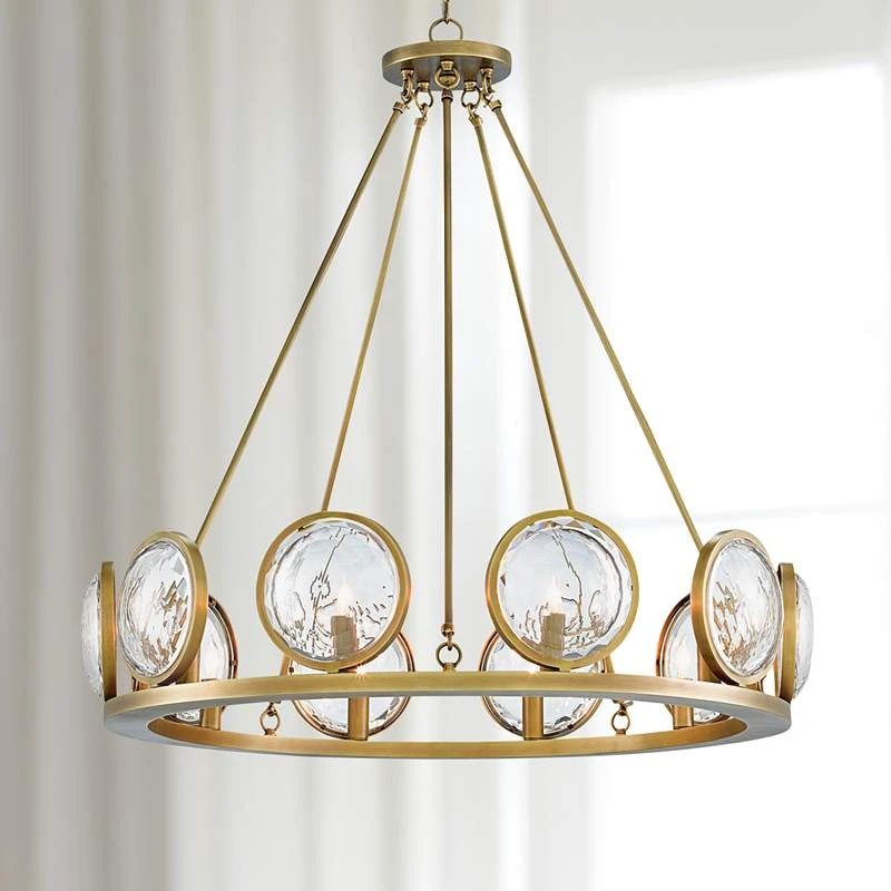 MarjieScope 32"W 10-Light Antique Brass Chandelier 1 MarjieScope 32"W 10-Light Antique Brass Chandelier