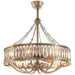 Modern Lamp Shop -Modern Lamp Shop marquise crystal 33 inch wide ant silver pendant light with fan 87w04