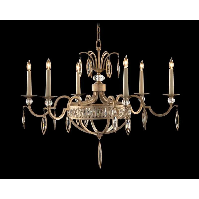 Marquise Crystal 36"W Antique Silver Leaf 6-Light Chandelier 1 Marquise Crystal 36"W Antique Silver Leaf 6-Light Chandelier