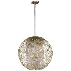 Maxim Arabesque 23" Wide Round Golden Silver Pendant Light 5 Maxim Arabesque 23" Wide Round Golden Silver Pendant Light -Modern Lamp Shop maxim arabesque 23 inch wide round golden silver pendant light v3357