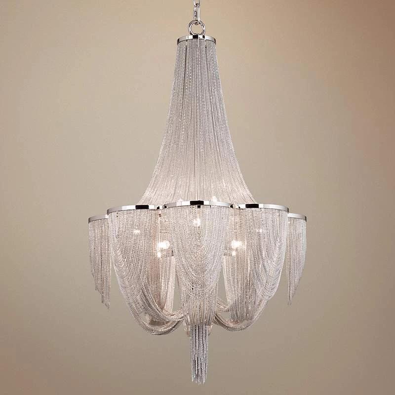 Maxim Chantilly 22" Wide Nickel Jewelry Chain Chandelier 2 Maxim Chantilly 22" Wide Nickel Jewelry Chain Chandelier - Image 2