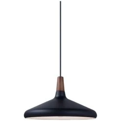 Maxim Nordic 15.25" Wide Walnut And Black Modern Pendant Light